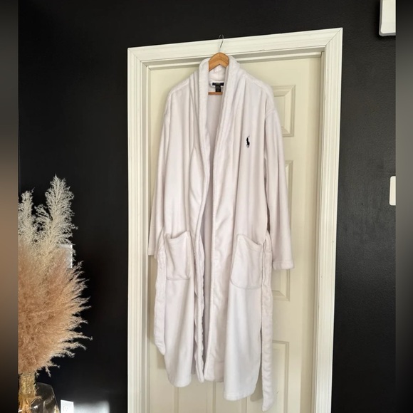 Polo Ralph Lauren Men's Sleepwear Soft Kimono Velour Robe White 
Size Large/XL - Picture 9 of 12